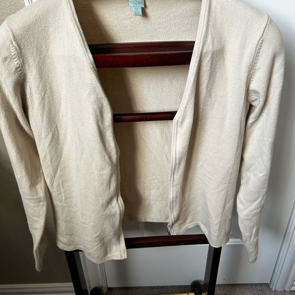 Cream Zip-Up Cardigan - Picture 3 of 4